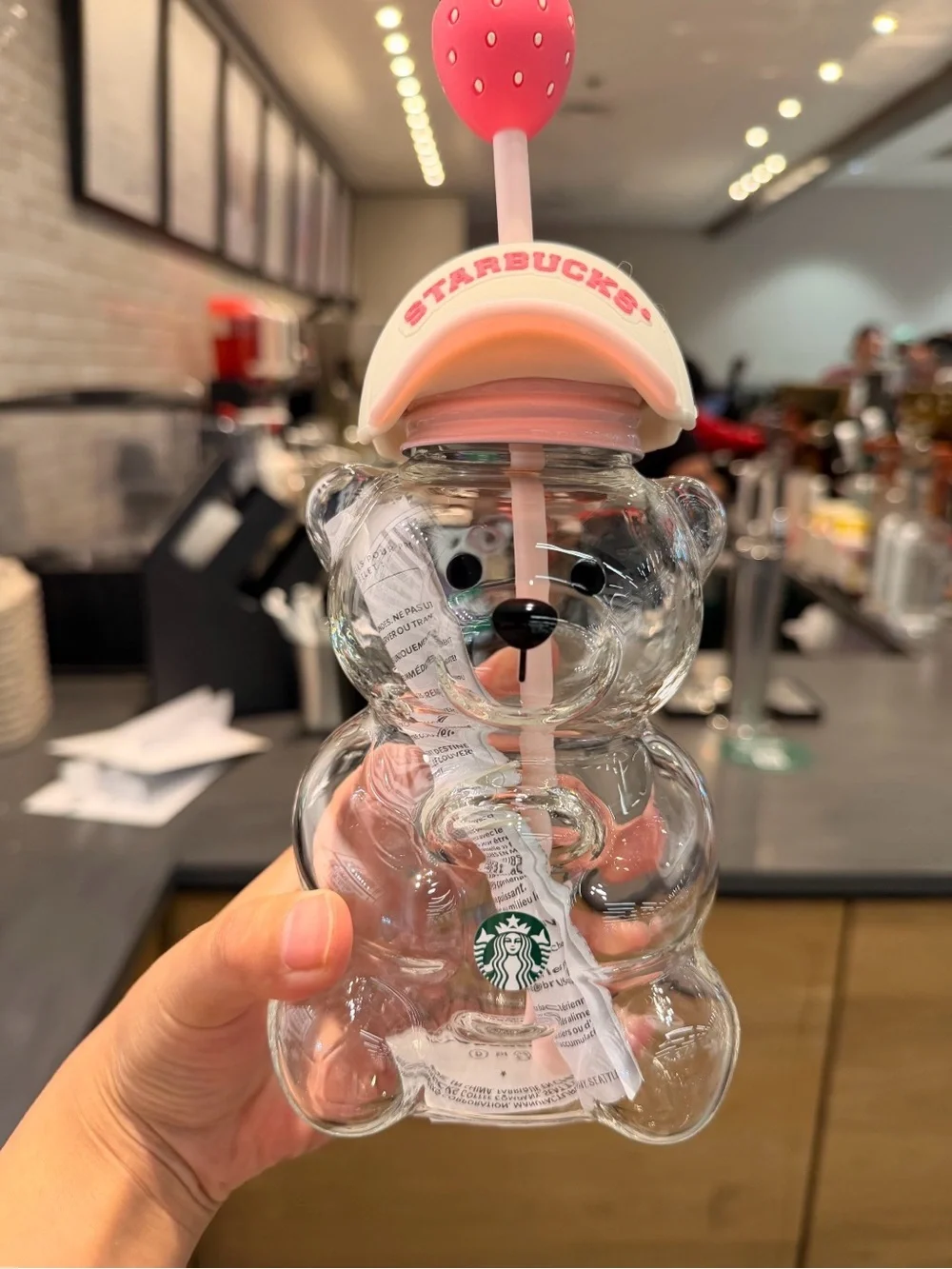Starbucks Bear Cup Strawberry Pink Bear Bearista with Cap  in Box